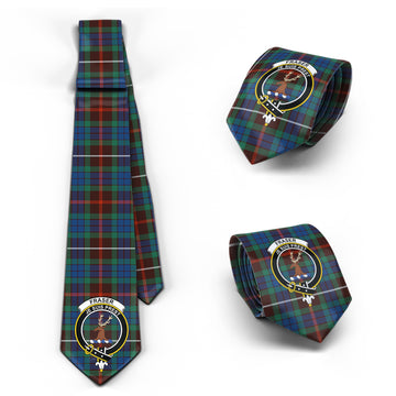 Fraser Hunting Ancient Tartan Classic Necktie with Family Crest