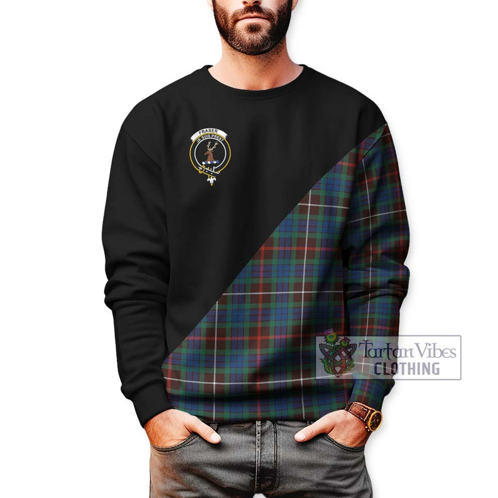 Fraser Hunting Ancient Tartan Sweatshirt with Family Crest and Military Logo Style Unisex - Tartanvibesclothing Shop