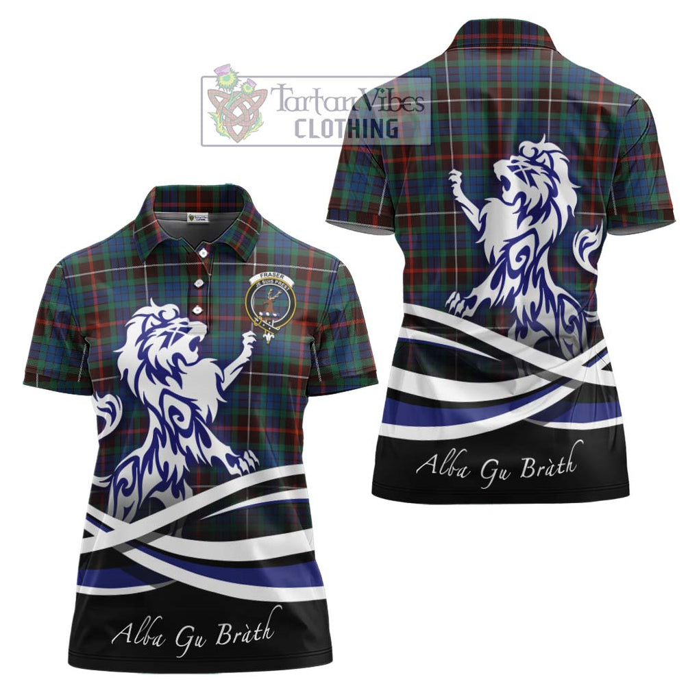 Fraser Hunting Ancient Tartan Women's Polo Shirt with Alba Gu Brath Regal Lion Emblem Women - Tartanvibesclothing Shop