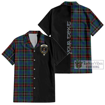 Fraser Hunting Ancient Tartan Short Sleeve Button Shirt with Family Crest and Half Of Me Style