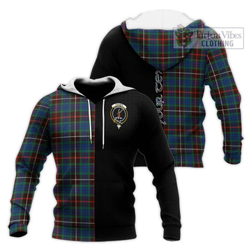 Fraser Hunting Ancient Tartan Knitted Hoodie with Family Crest and Half Of Me Style