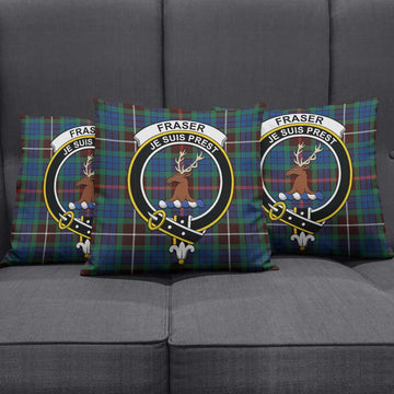 Fraser Hunting Ancient Tartan Pillow Cover with Family Crest