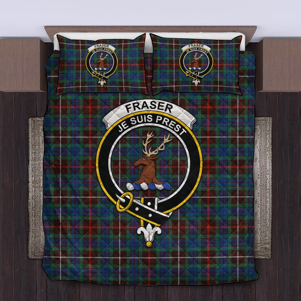 Fraser Hunting Ancient Tartan Quilt Bed Set with Family Crest Twin - Tartan Vibes Clothing