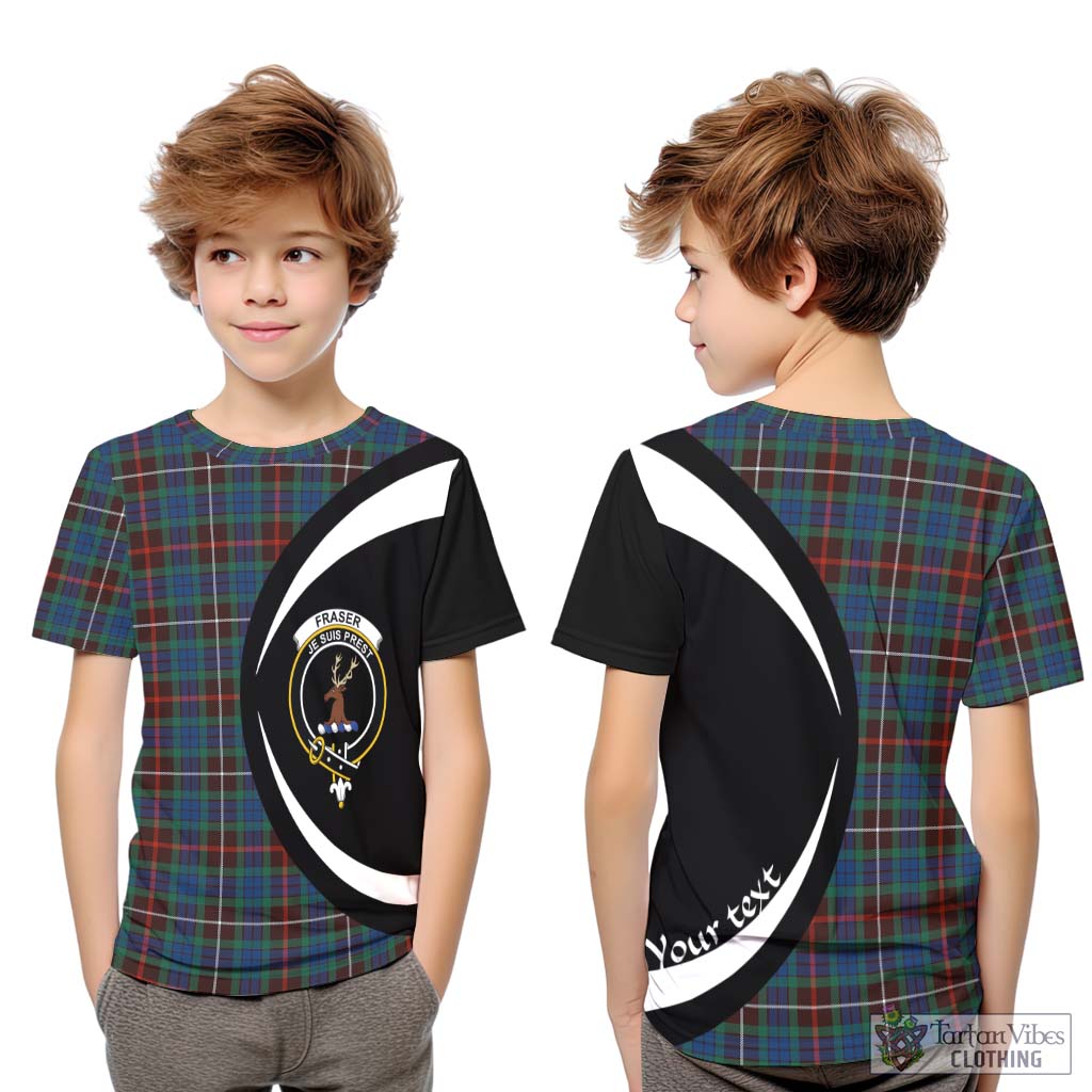 Fraser Hunting Ancient Tartan Kid T-Shirt with Family Crest Circle Style Youth XL Size14 - Tartan Vibes Clothing