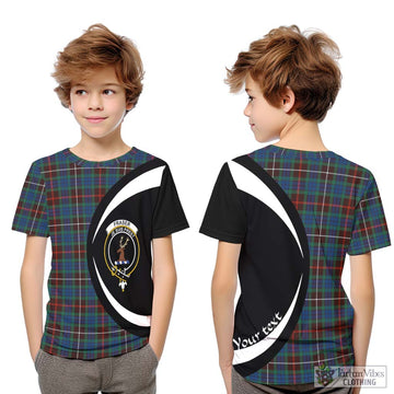 Fraser Hunting Ancient Tartan Kid T-Shirt with Family Crest Circle Style