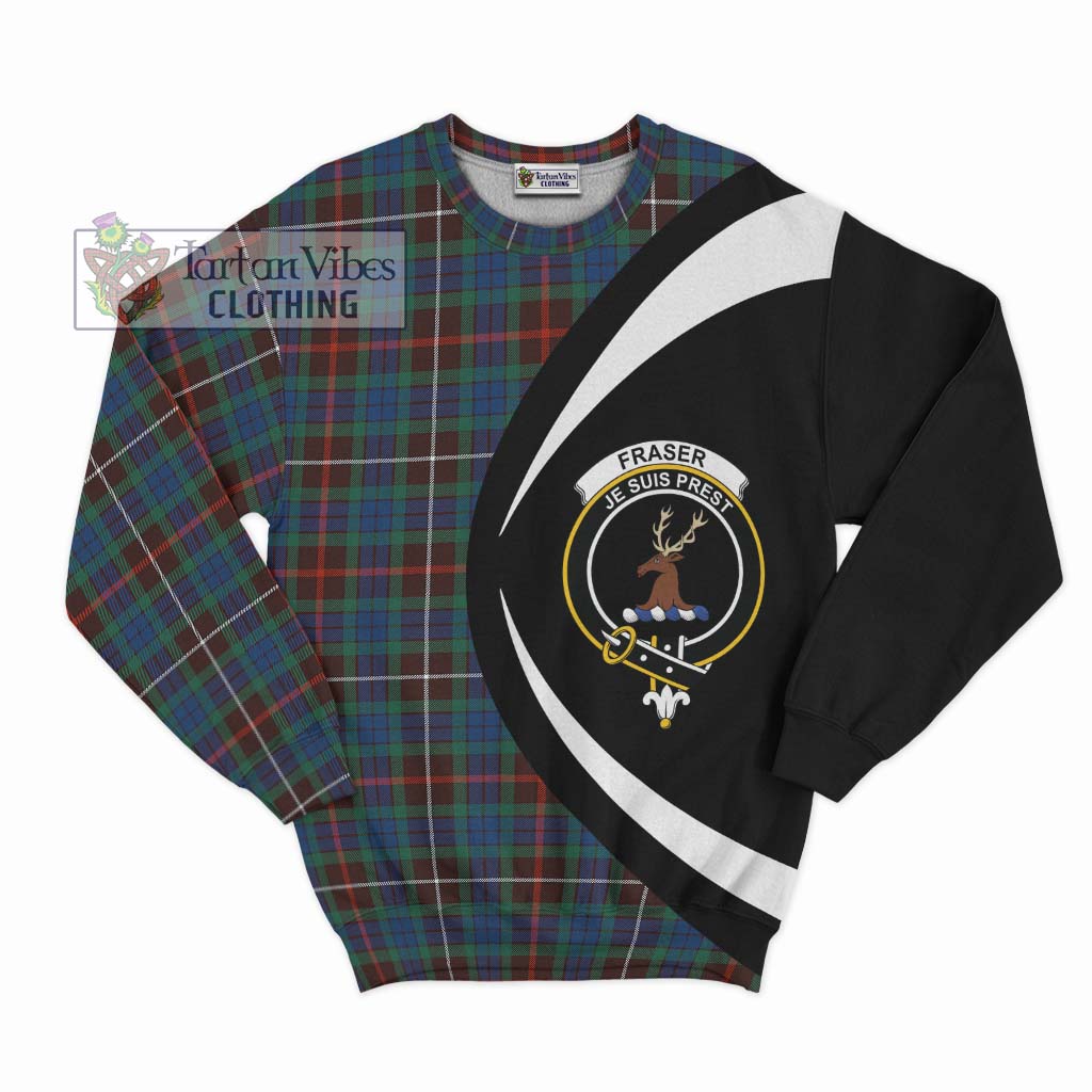 Fraser Hunting Ancient Tartan Sweatshirt with Family Crest Circle Style Unisex - Tartan Vibes Clothing