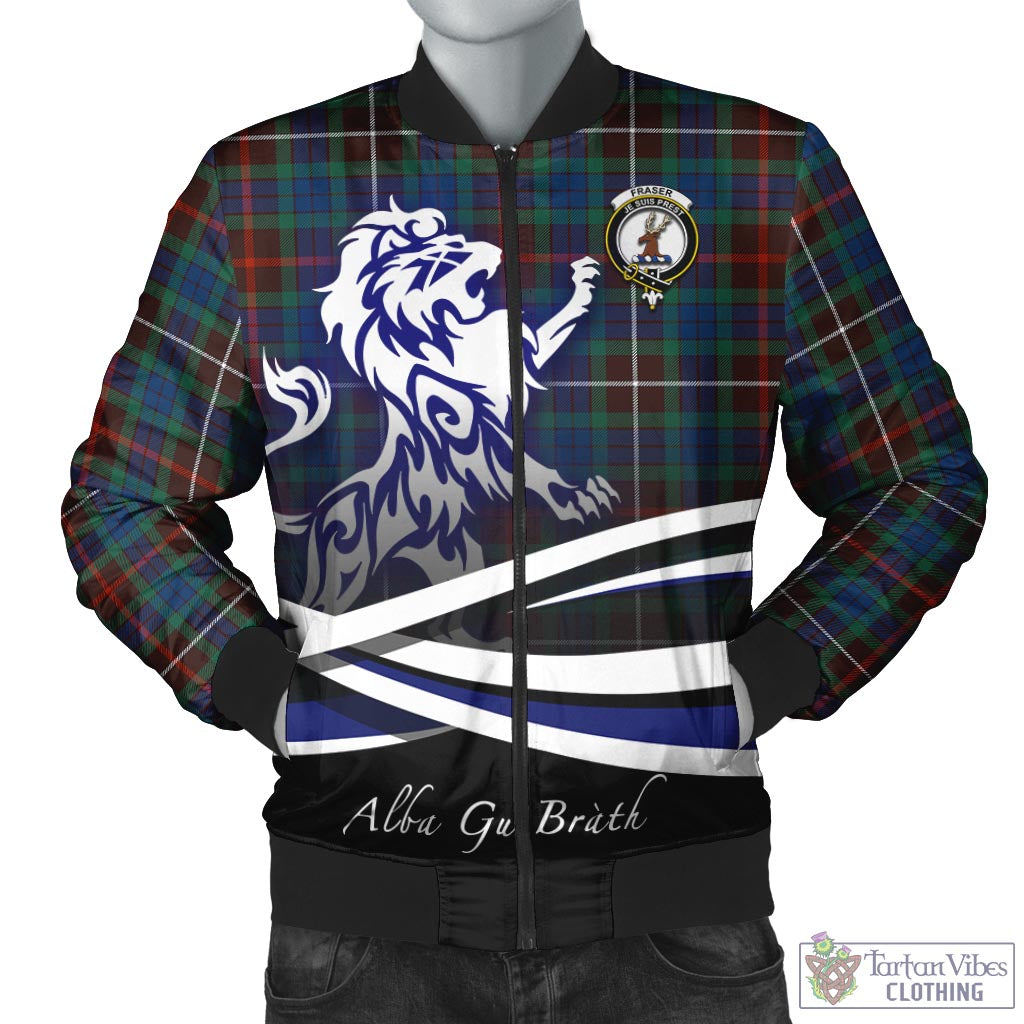 Tartan Vibes Clothing Fraser Hunting Ancient Tartan Bomber Jacket with Alba Gu Brath Regal Lion Emblem