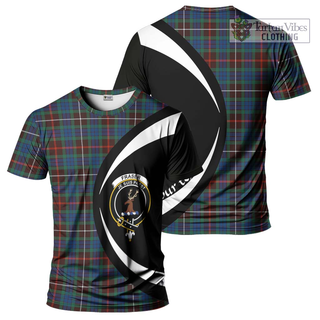 Tartan Vibes Clothing Fraser Hunting Ancient Tartan T-Shirt with Family Crest Circle Style