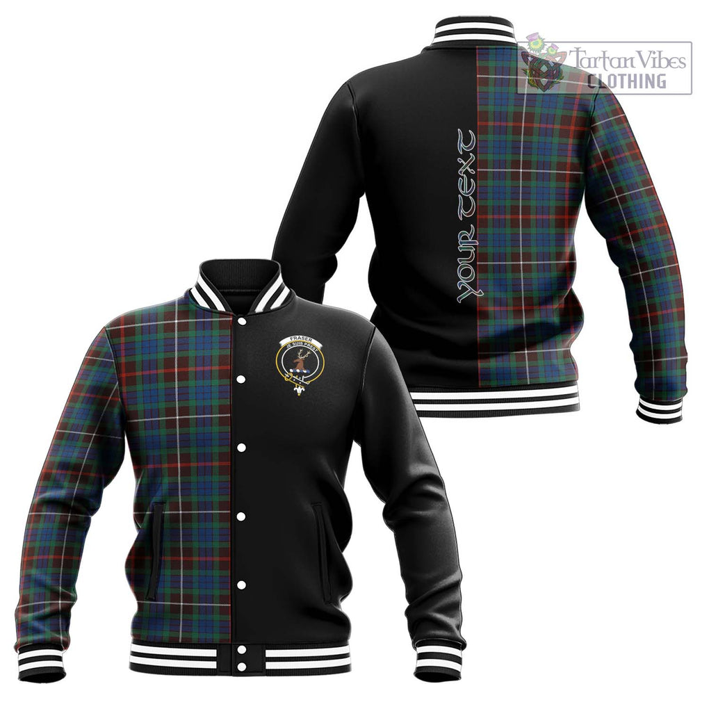 Fraser Hunting Ancient Tartan Baseball Jacket with Family Crest and Half Of Me Style Unisex - Tartanvibesclothing Shop