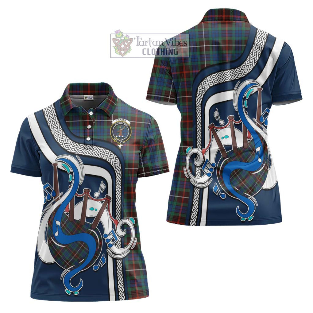 Fraser Hunting Ancient Tartan Women's Polo Shirt with Epic Bagpipe Style Women - Tartanvibesclothing Shop