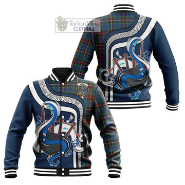 Fraser Hunting Ancient Tartan Baseball Jacket with Epic Bagpipe Style