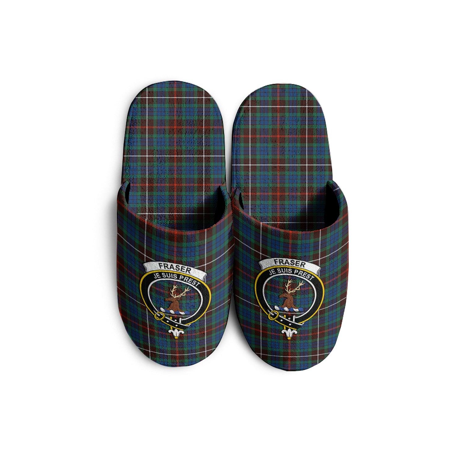 Fraser Hunting Ancient Tartan Home Slippers with Family Crest - Tartanvibesclothing