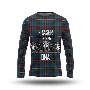 Fraser Hunting Ancient Tartan Long Sleeve T-Shirt with Family Crest DNA In Me Style