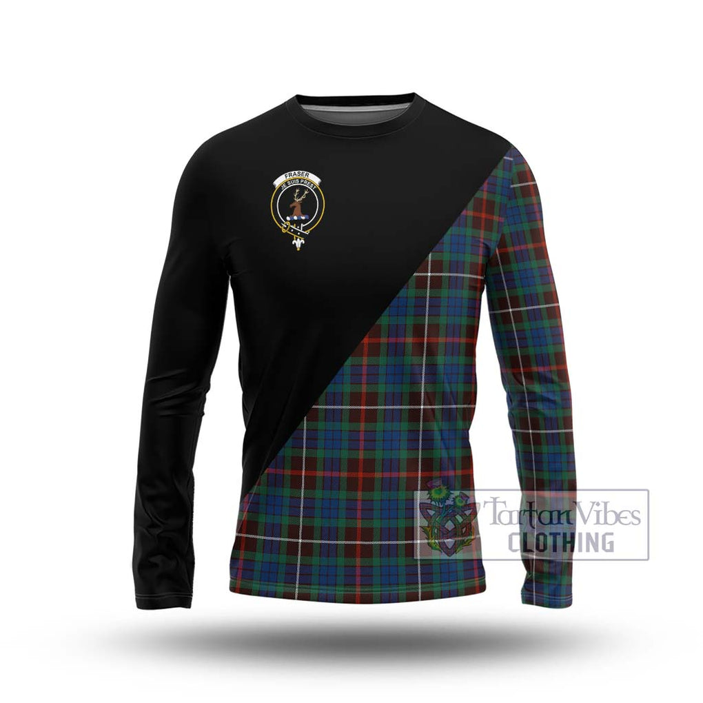 Fraser Hunting Ancient Tartan Long Sleeve T-Shirt with Family Crest and Military Logo Style Unisex - Tartanvibesclothing Shop