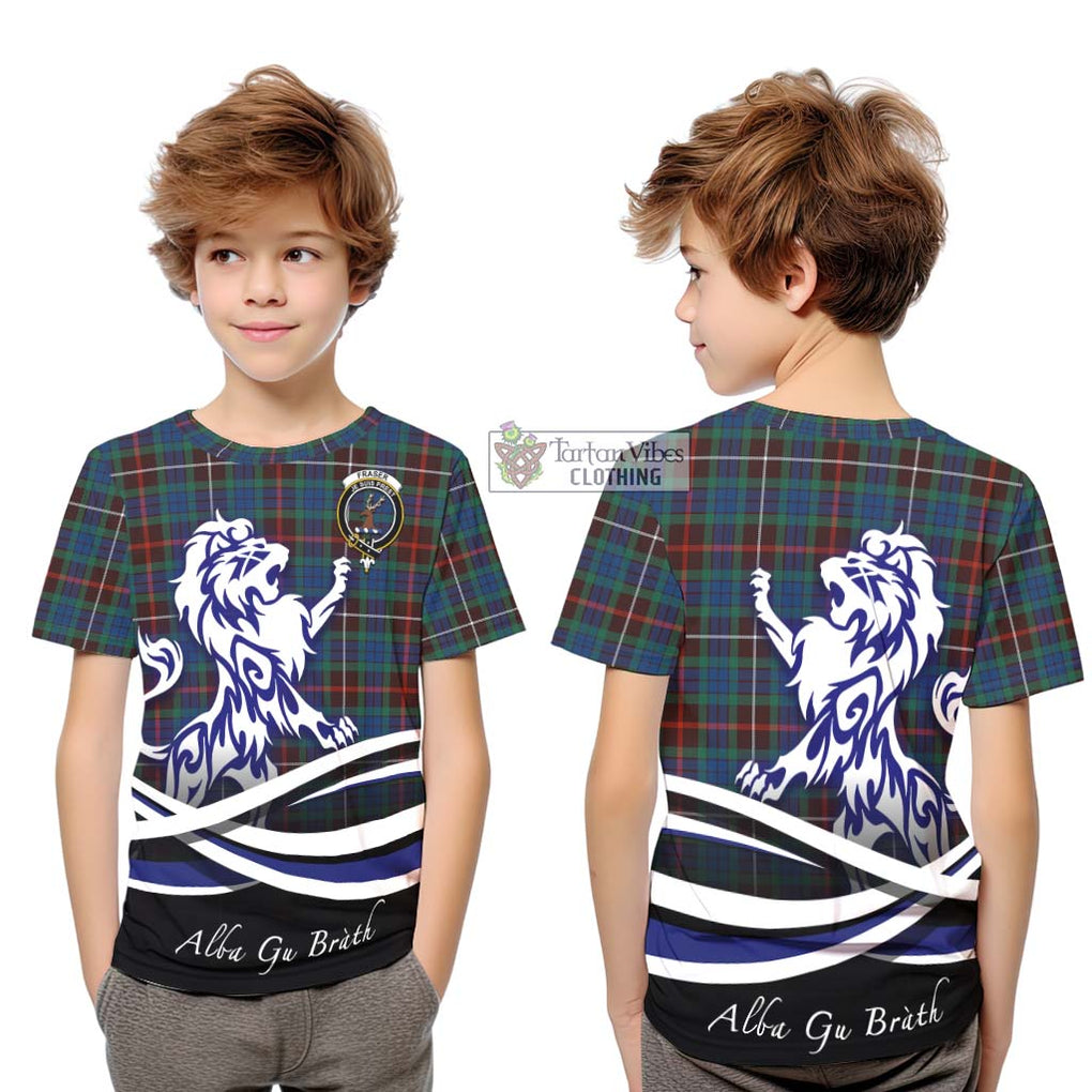 Fraser Hunting Ancient Tartan Kid T-Shirt with Alba Gu Brath Regal Lion Emblem Youth XL Size14 - Tartanvibesclothing Shop