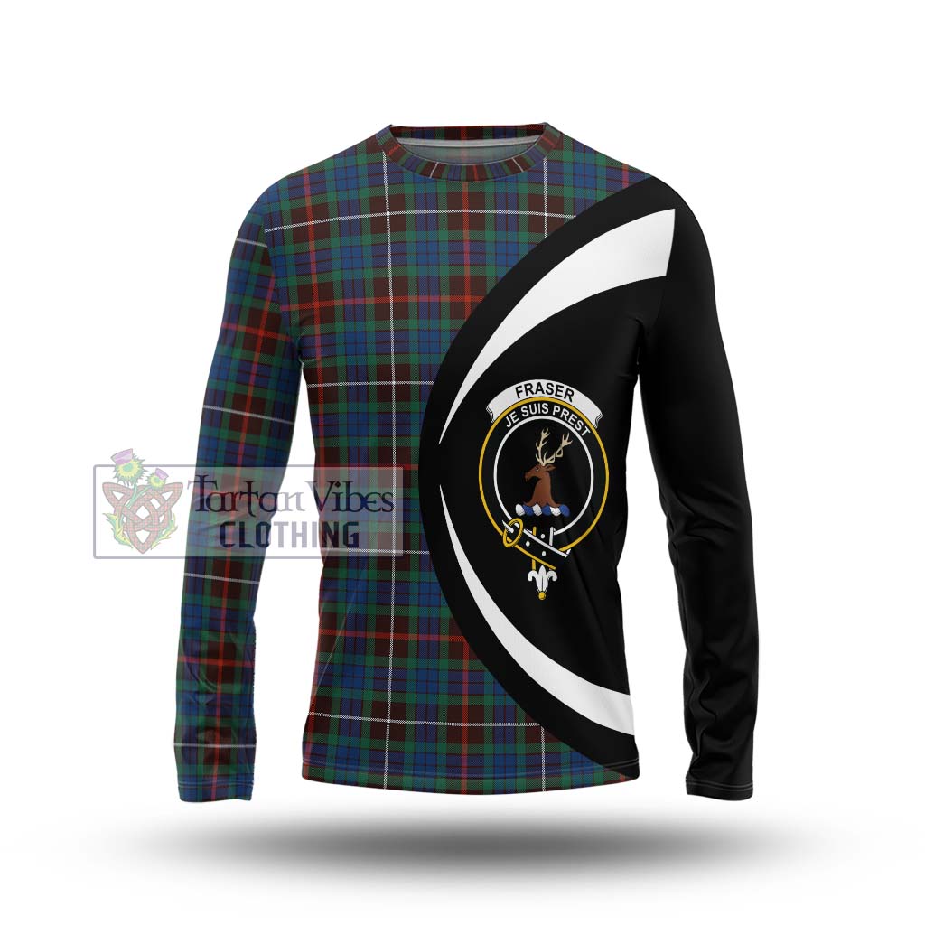 Fraser Hunting Ancient Tartan Long Sleeve T-Shirt with Family Crest Circle Style Unisex - Tartan Vibes Clothing