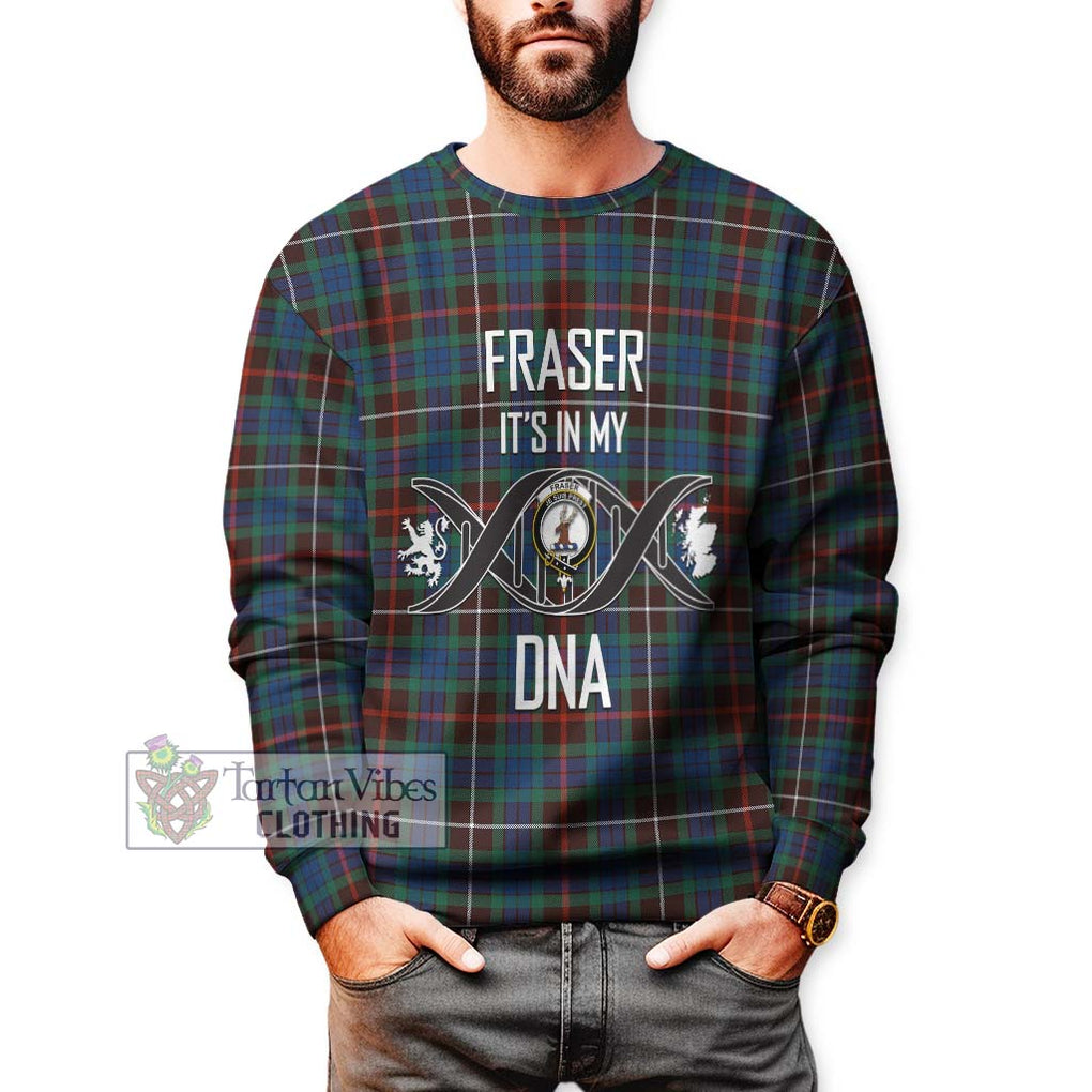 Fraser Hunting Ancient Tartan Sweatshirt with Family Crest DNA In Me Style Unisex - Tartanvibesclothing Shop