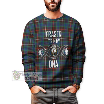 Fraser Hunting Ancient Tartan Sweatshirt with Family Crest DNA In Me Style