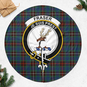 Fraser Hunting Ancient Tartan Christmas Tree Skirt with Family Crest