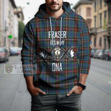 Fraser Hunting Ancient Tartan Hoodie with Family Crest DNA In Me Style