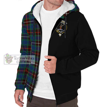 Fraser Hunting Ancient Tartan Sherpa Hoodie with Family Crest and Half Of Me Style