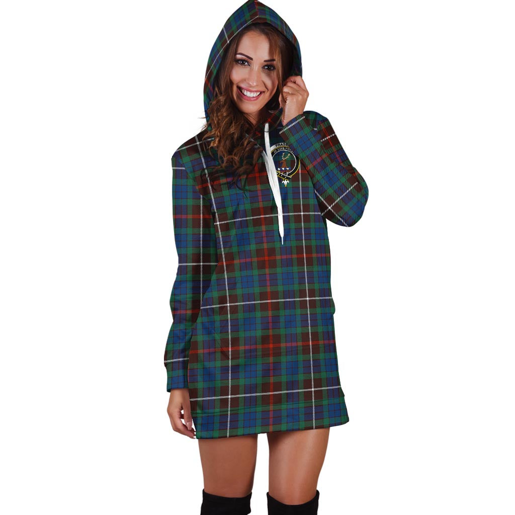 Fraser Hunting Ancient Tartan Hoodie Dress with Family Crest - Tartan Vibes Clothing