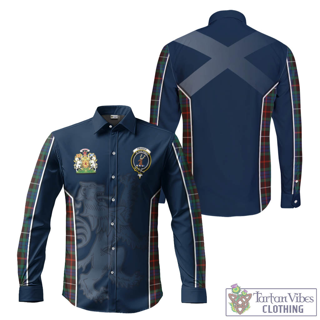 Tartan Vibes Clothing Fraser Hunting Ancient Tartan Long Sleeve Button Up Shirt with Family Crest and Lion Rampant Vibes Sport Style