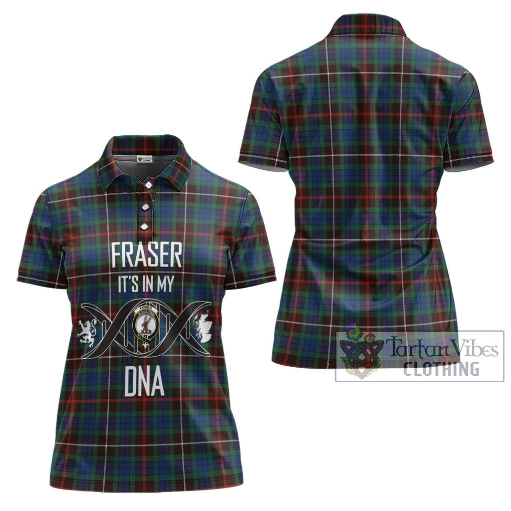 Fraser Hunting Ancient Tartan Women's Polo Shirt with Family Crest DNA In Me Style - Tartanvibesclothing Shop