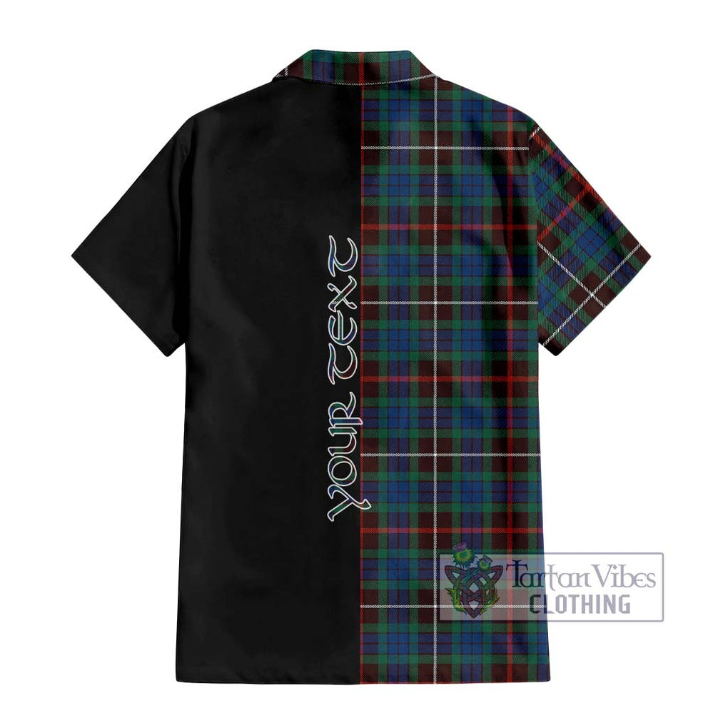 Fraser Hunting Ancient Tartan Short Sleeve Button Shirt with Family Crest and Half Of Me Style - Tartanvibesclothing Shop