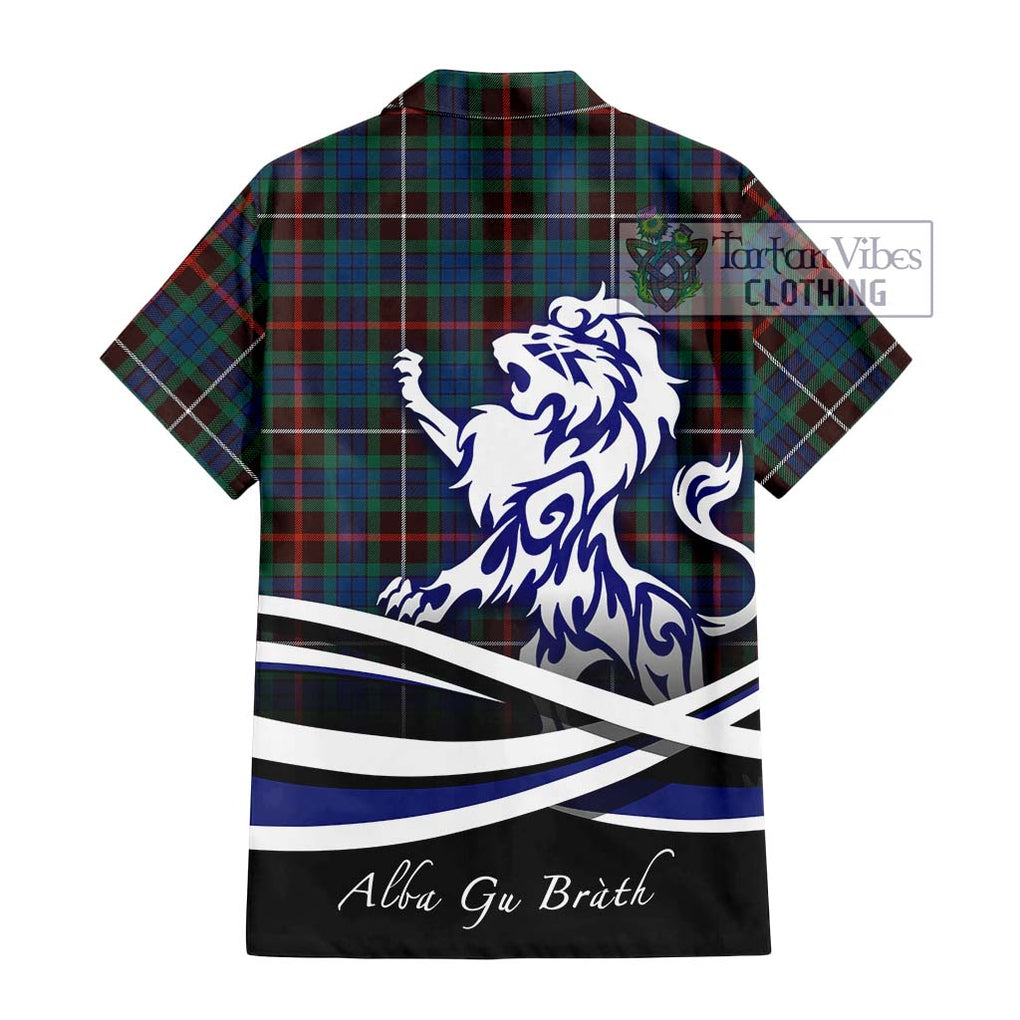 Fraser Hunting Ancient Tartan Short Sleeve Button Shirt with Alba Gu Brath Regal Lion Emblem - Tartanvibesclothing Shop