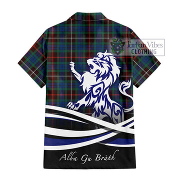 Fraser Hunting Ancient Tartan Short Sleeve Button Shirt with Alba Gu Brath Regal Lion Emblem