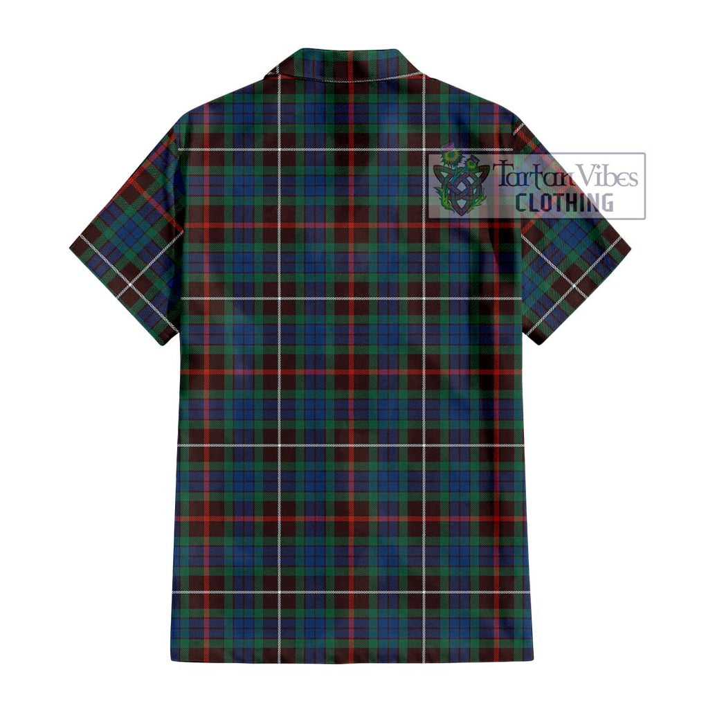 Fraser Hunting Ancient Tartan Short Sleeve Button Shirt with Family Crest DNA In Me Style - Tartanvibesclothing Shop