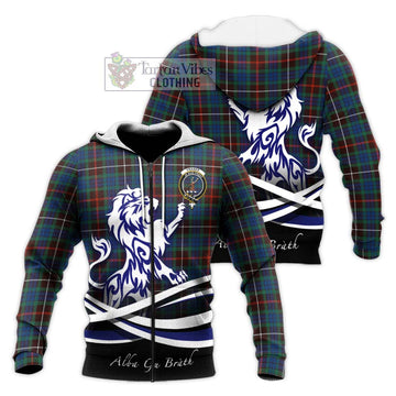 Fraser Hunting Ancient Tartan Knitted Hoodie with Alba Gu Brath Regal Lion Emblem