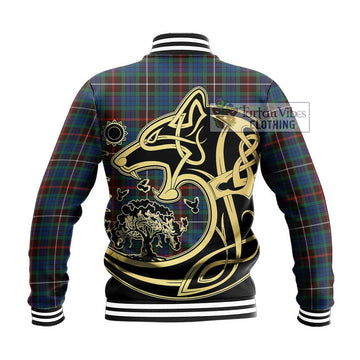 Fraser Hunting Ancient Tartan Baseball Jacket with Family Crest Celtic Wolf Style