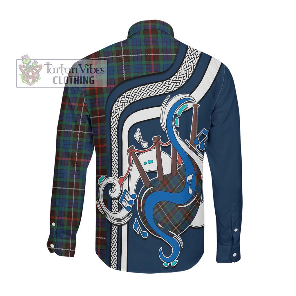 Fraser Hunting Ancient Tartan Long Sleeve Button Shirt with Epic Bagpipe Style Men's Shirt - Tartanvibesclothing Shop