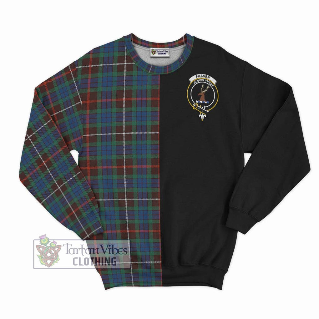 Fraser Hunting Ancient Tartan Sweatshirt with Family Crest and Half Of Me Style - Tartanvibesclothing Shop