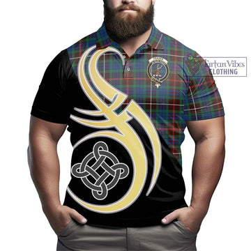 Fraser Hunting Ancient Tartan Polo Shirt with Family Crest and Celtic Symbol Style