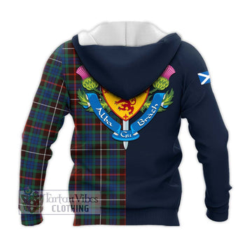 Fraser Hunting Ancient Tartan Knitted Hoodie with Scottish Lion Royal Arm Half Style