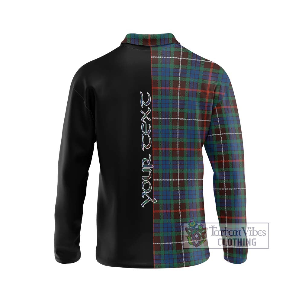 Fraser Hunting Ancient Tartan Long Sleeve Polo Shirt with Family Crest and Half Of Me Style - Tartanvibesclothing Shop