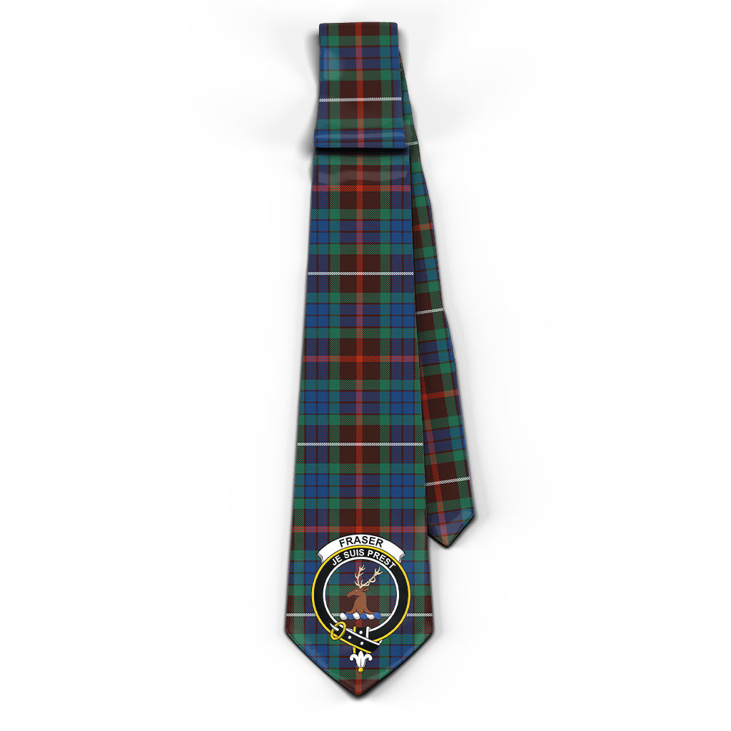 Fraser Hunting Ancient Tartan Classic Necktie with Family Crest - Tartan Vibes Clothing