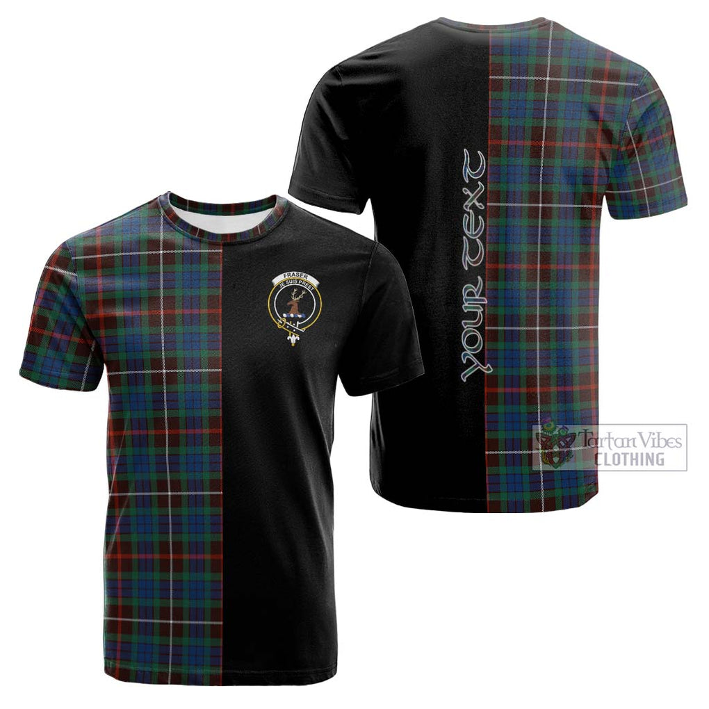 Tartan Vibes Clothing Fraser Hunting Ancient Tartan Cotton T-shirt with Family Crest and Half Of Me Style