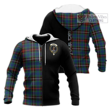 Fraser Hunting Ancient Tartan Knitted Hoodie with Family Crest and Half Of Me Style