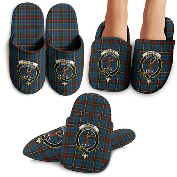 Fraser Hunting Ancient Tartan Home Slippers with Family Crest