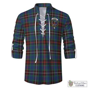 Fraser Hunting Ancient Tartan Men's Scottish Traditional Jacobite Ghillie Kilt Shirt with Family Crest