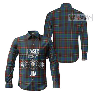 Fraser Hunting Ancient Tartan Long Sleeve Button Shirt with Family Crest DNA In Me Style