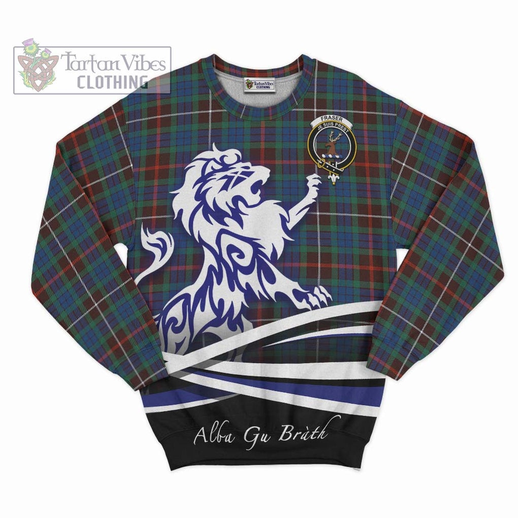 Fraser Hunting Ancient Tartan Sweatshirt with Alba Gu Brath Regal Lion Emblem - Tartanvibesclothing Shop