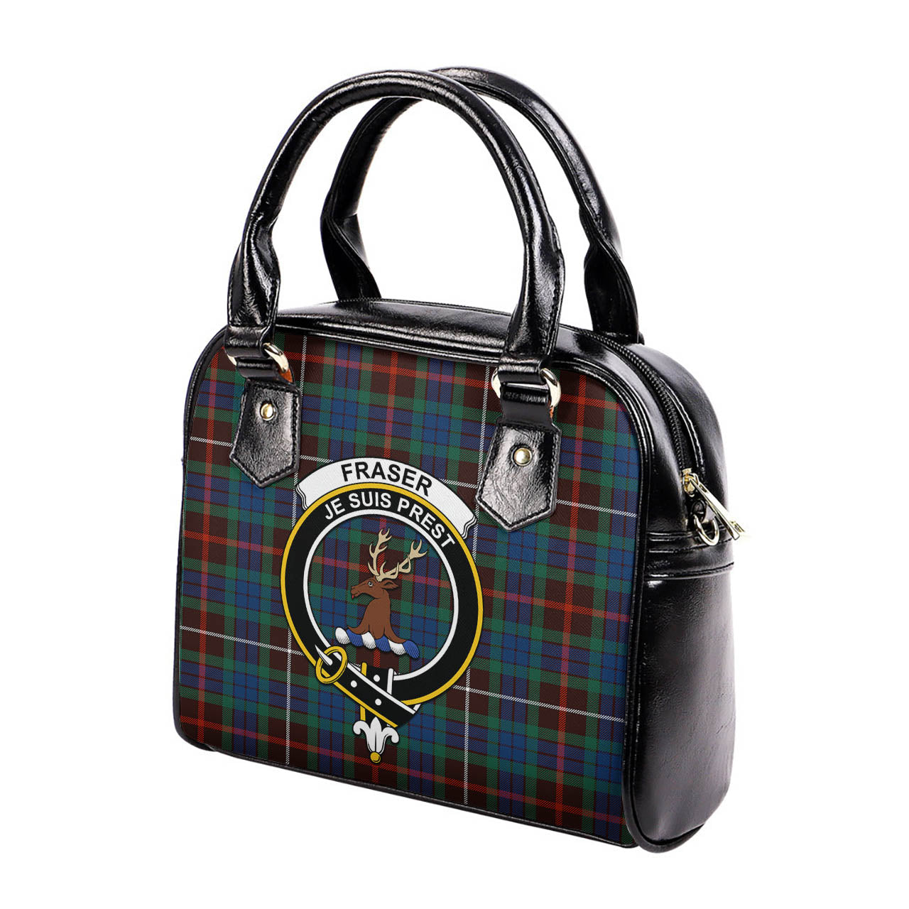 Fraser Hunting Ancient Tartan Shoulder Handbags with Family Crest - Tartanvibesclothing