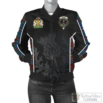 Fraser Hunting Ancient Tartan Bomber Jacket with Family Crest and Scottish Thistle Vibes Sport Style