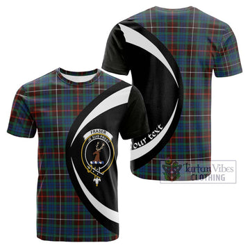 Fraser Hunting Ancient Tartan Cotton T-shirt with Family Crest Circle Style