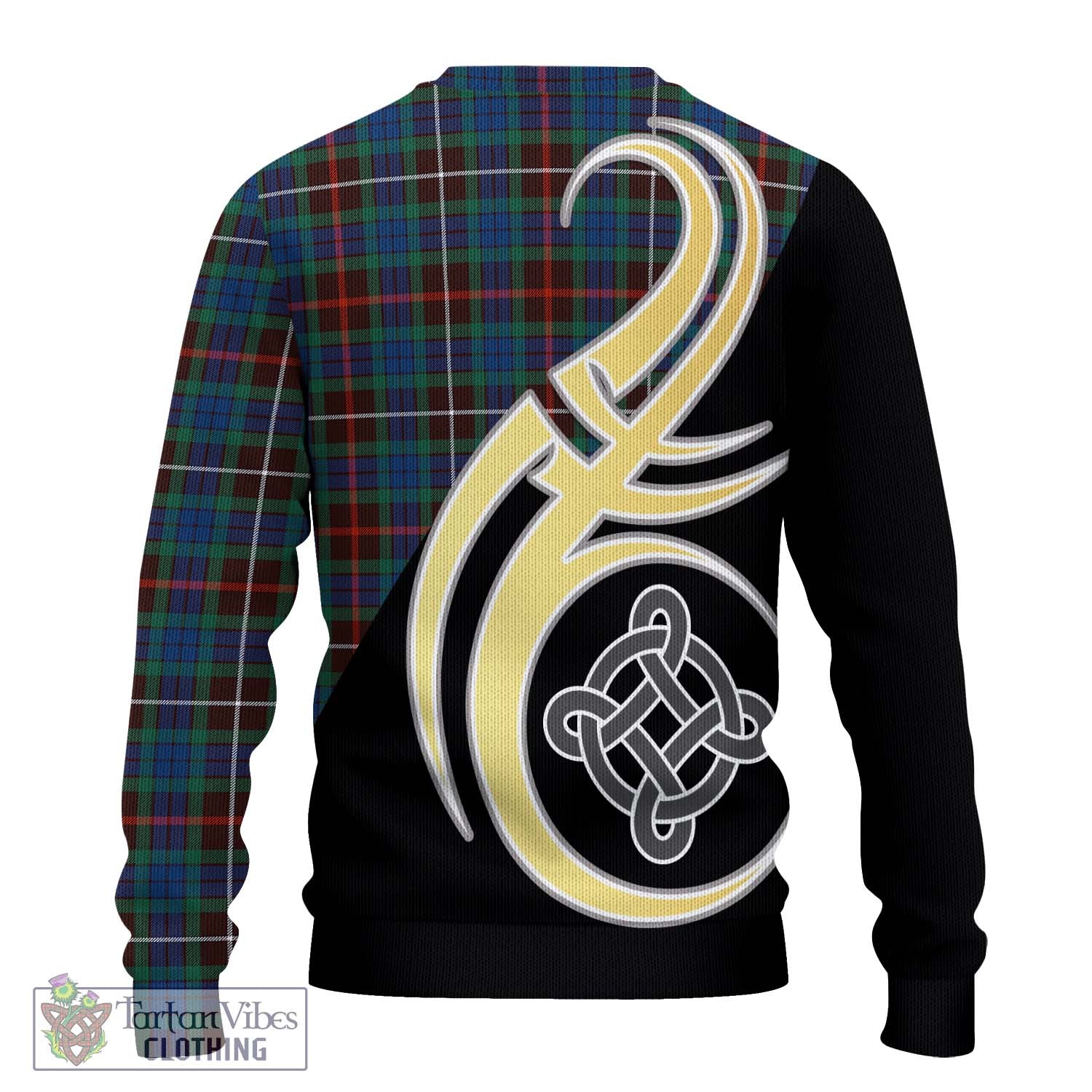 Fraser Hunting Ancient Tartan Knitted Sweater with Family Crest and Celtic Symbol Style - Tartan Vibes Clothing